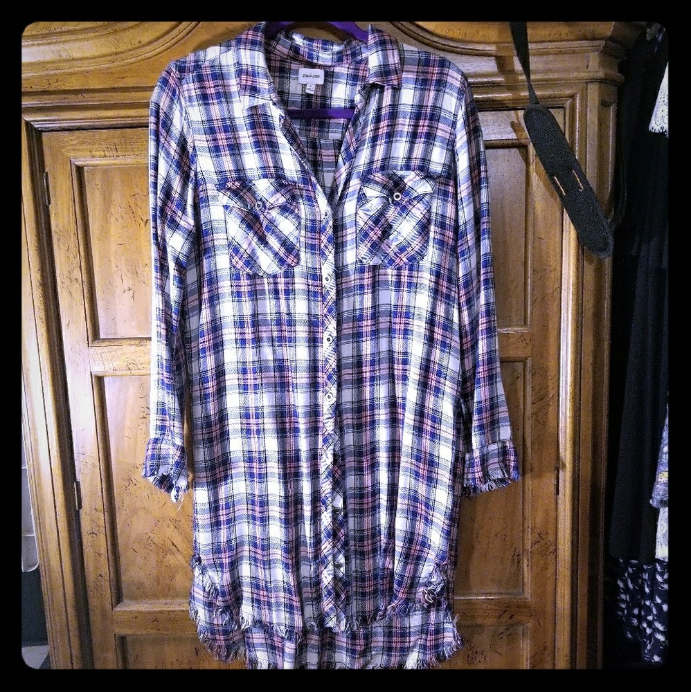 Sneak Peek Button down Plaid Dress